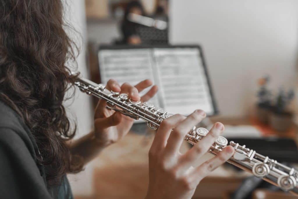 Child learning flute with a music teacher at Inner West Institute of Music